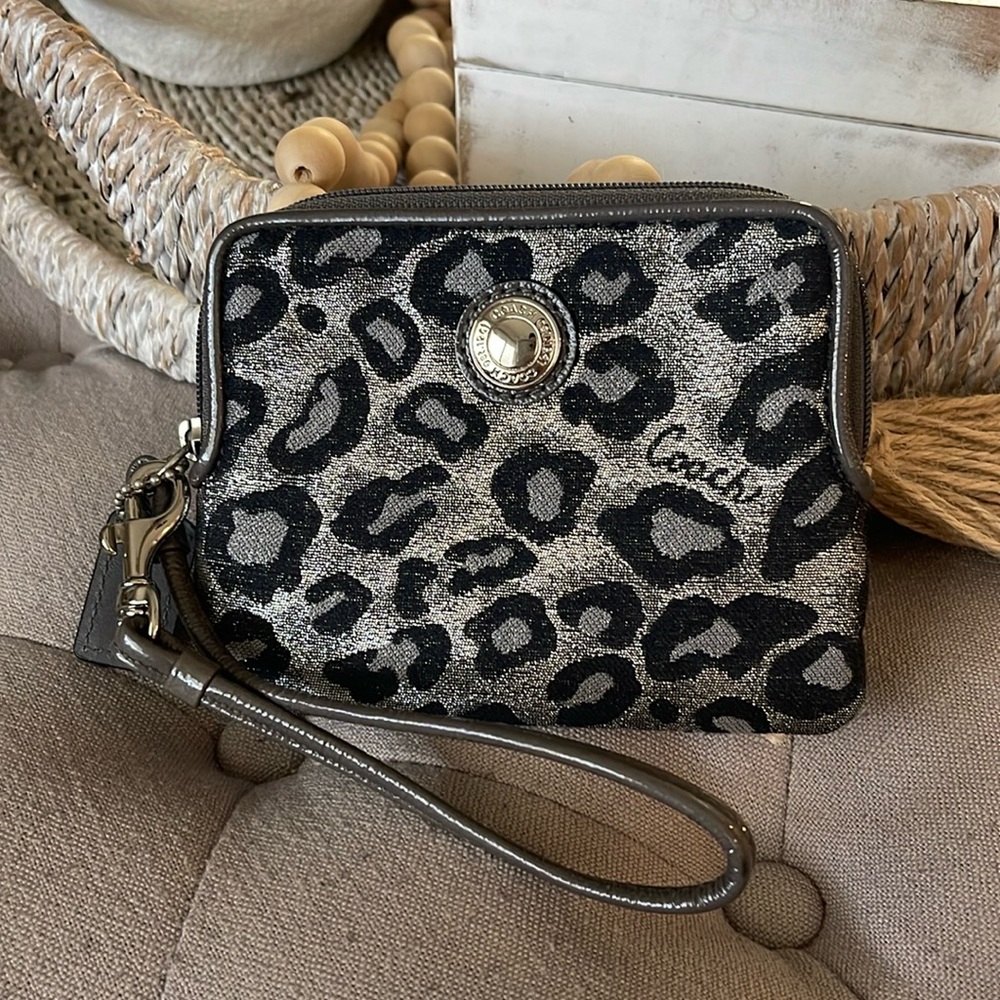 Coach Leopard Print Wristlet- Small